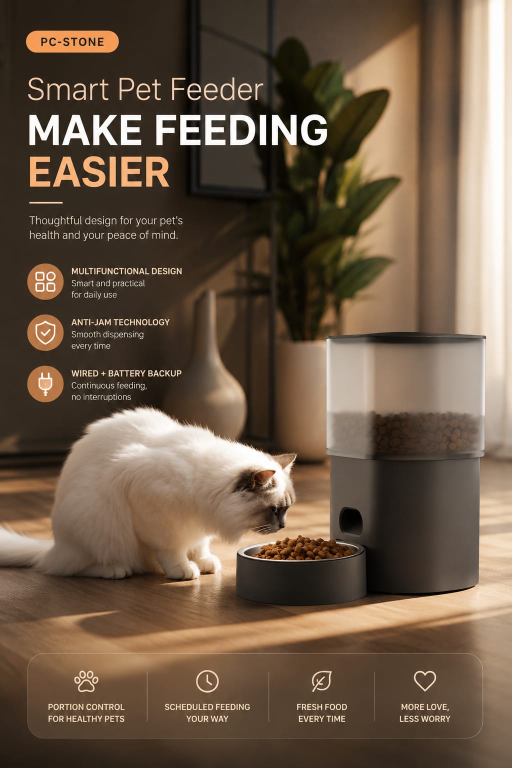 WiFi Timed Automatic Pet Feeder – Dual Power Smart Bowl