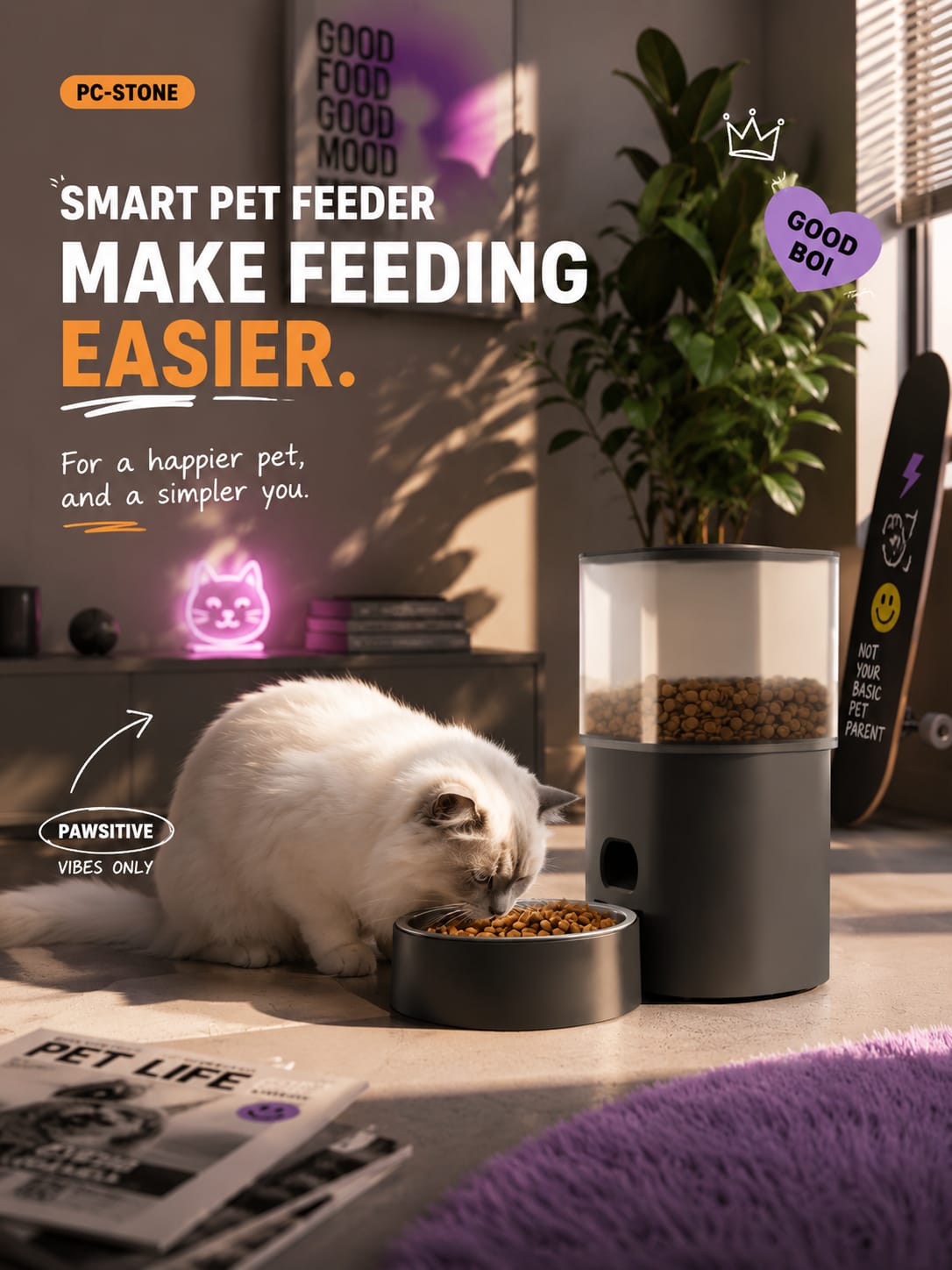 WiFi Timed Automatic Pet Feeder – Dual Power Smart Bowl
