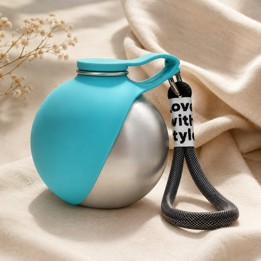 Stainless Steel Dog Water Bottle With Silicone Bowl