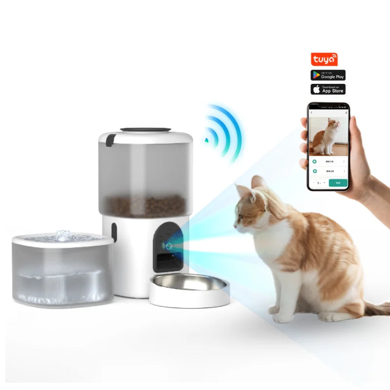 Smart Automatic Pet Feeder With Water Fountain & LCD