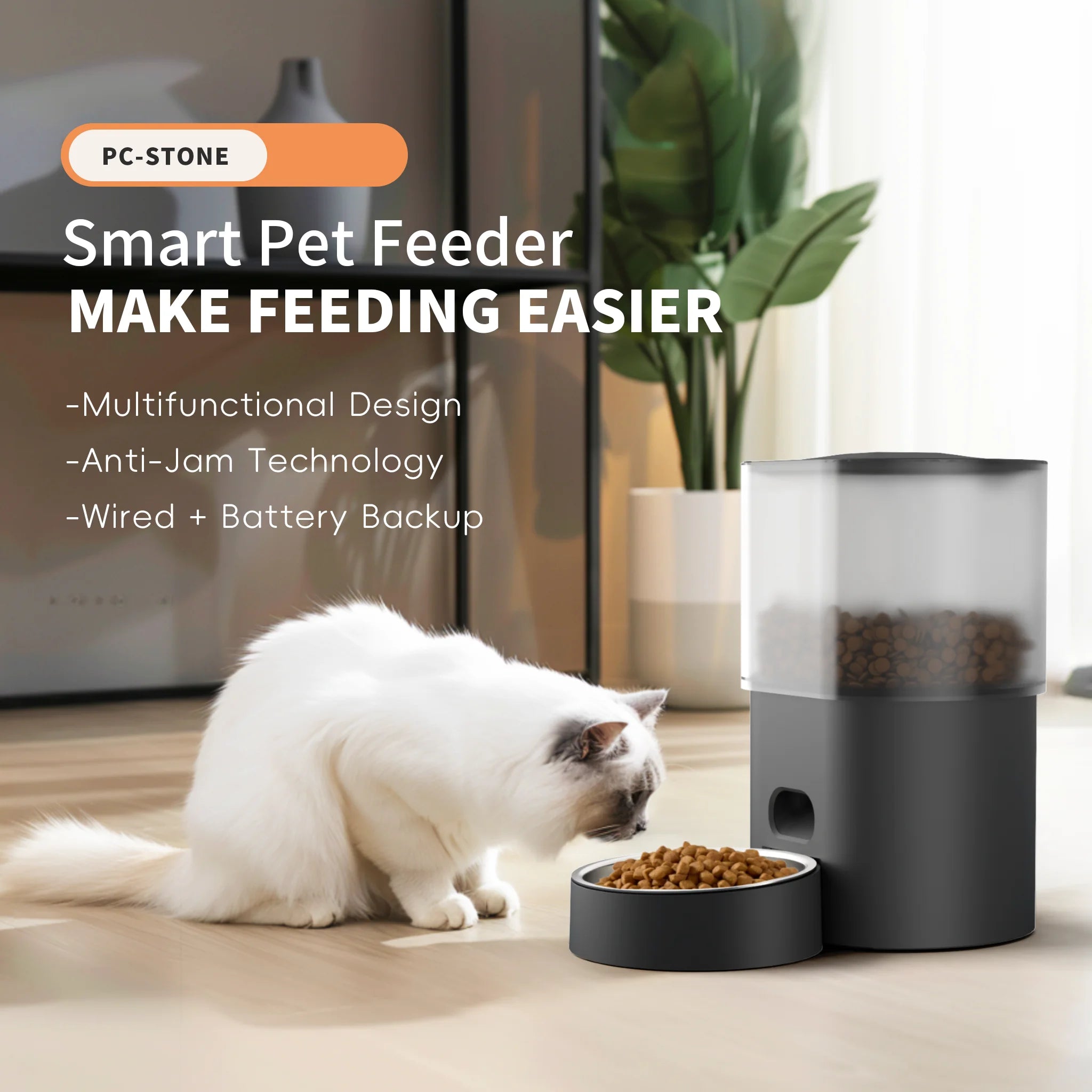 WiFi Timed Automatic Pet Feeder – Dual Power Smart Bowl