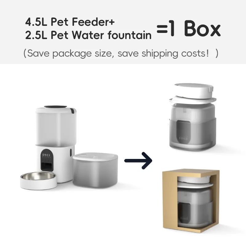 Smart Automatic Pet Feeder With Water Fountain & LCD