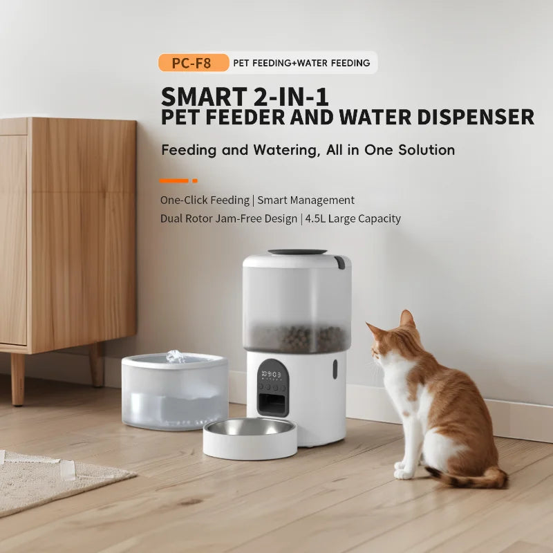 Smart Automatic Pet Feeder With Water Fountain & LCD